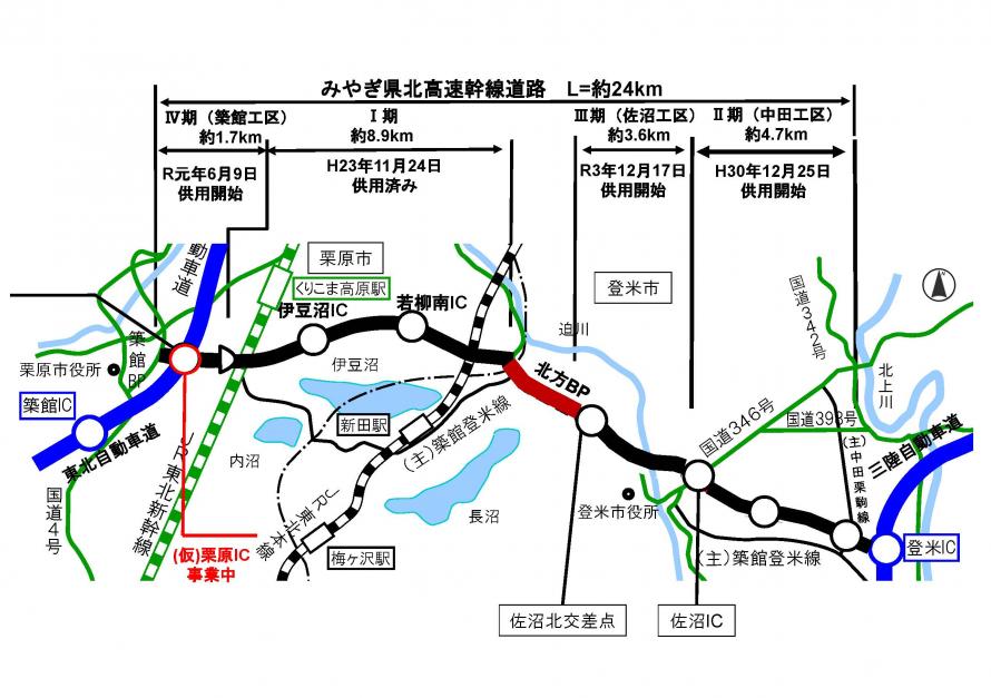 みやぎ県北高速幹線道路平面図